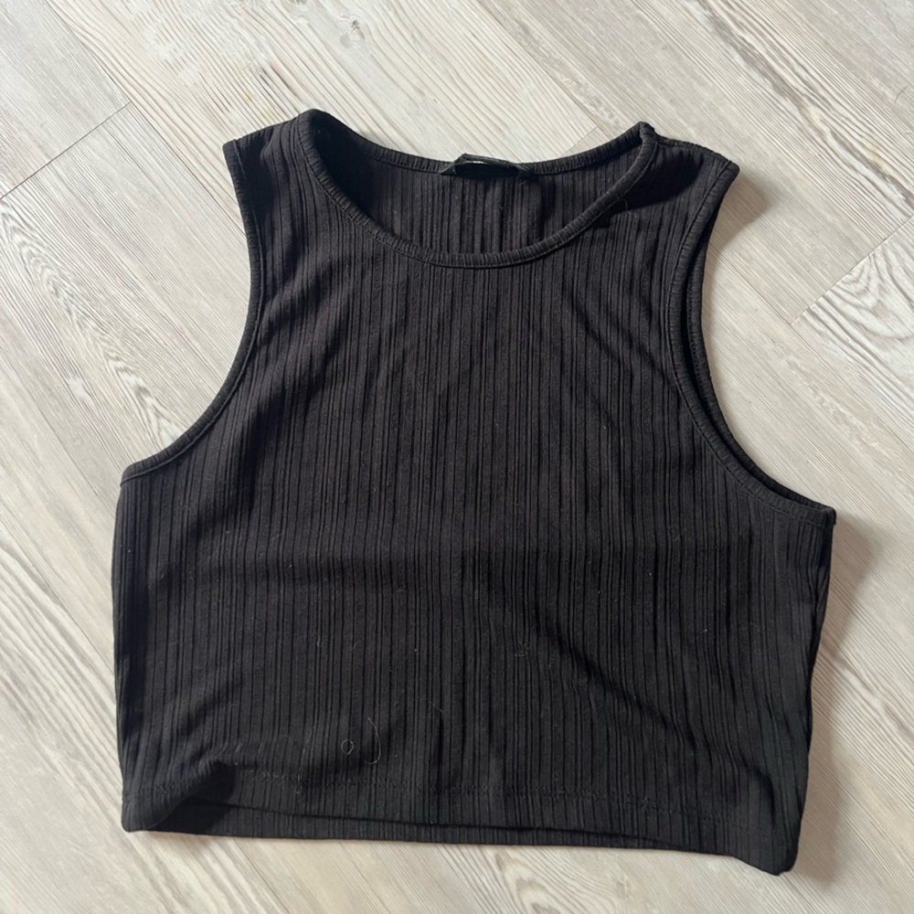 ASOS Monki Black Ribbed Top - Picture 2 of 4